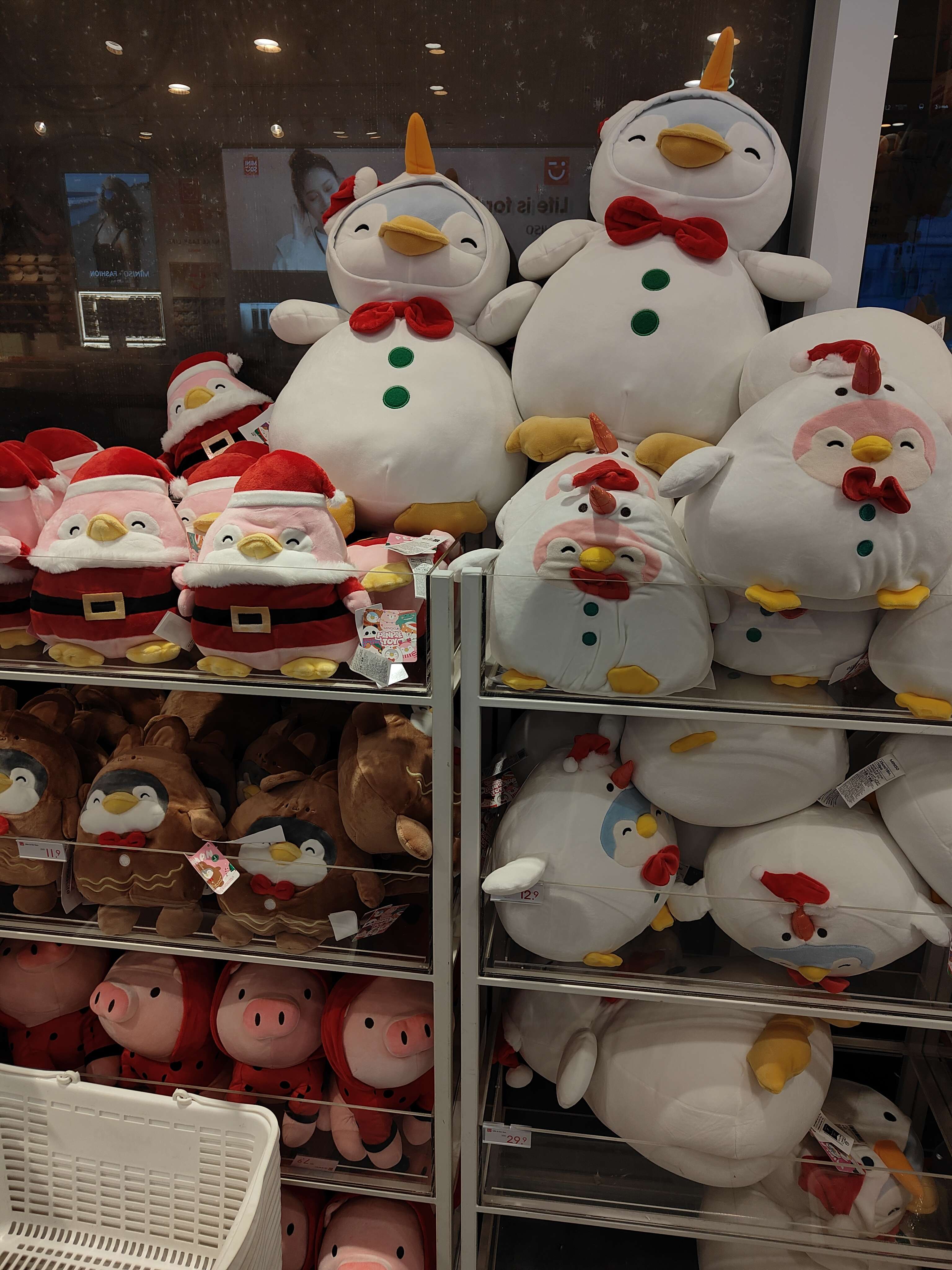 Snowman and santa penguin plushies in Westgate